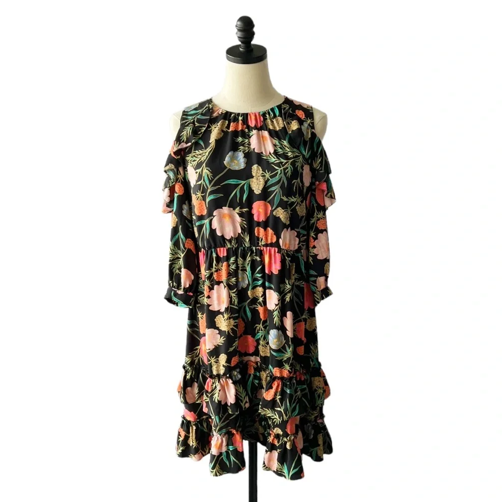 Kate Spade Floral Cold Shoulder Dress | 6 - Picture 2 of 9